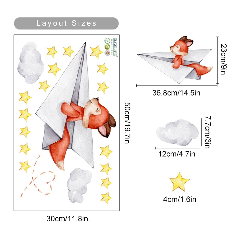 Cartoon Cute Fox Wall Decals
