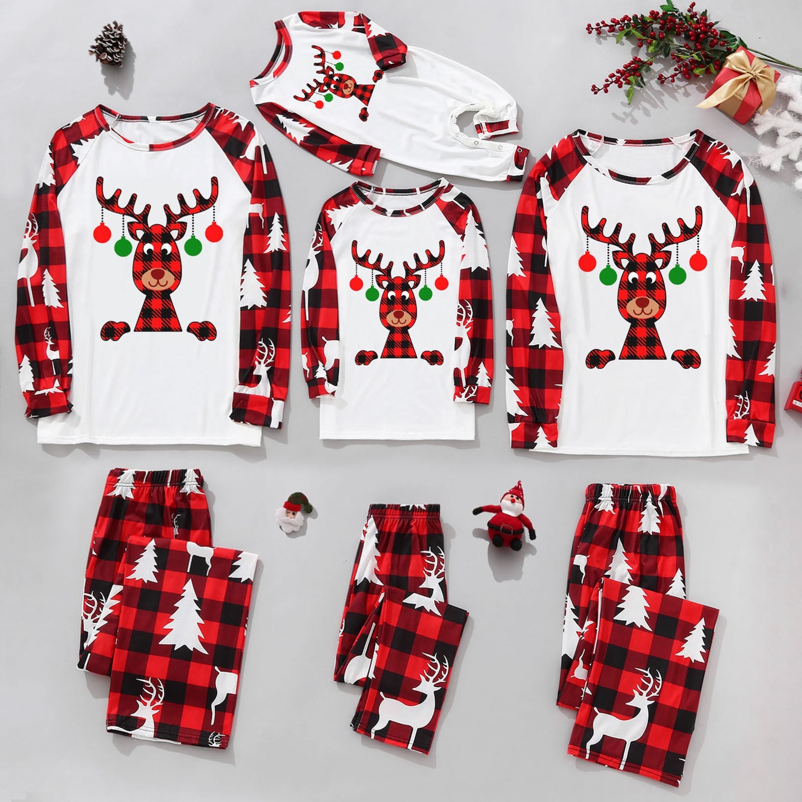 Matching Christmas Pajamas Family Set Red Reindeer My Castle Decor