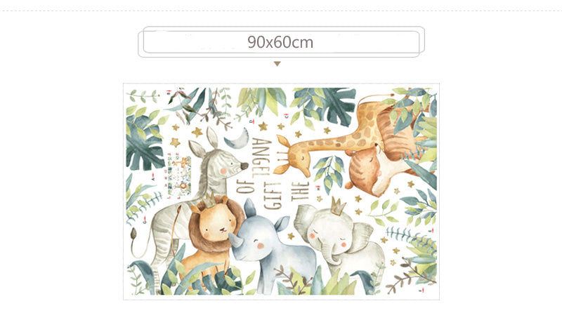 Cartoon Wall Stickers Giraffe Lion Fox Elephant