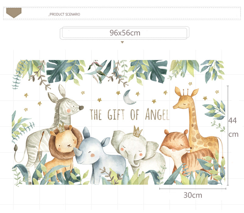 Cartoon Wall Stickers Giraffe Lion Fox Elephant