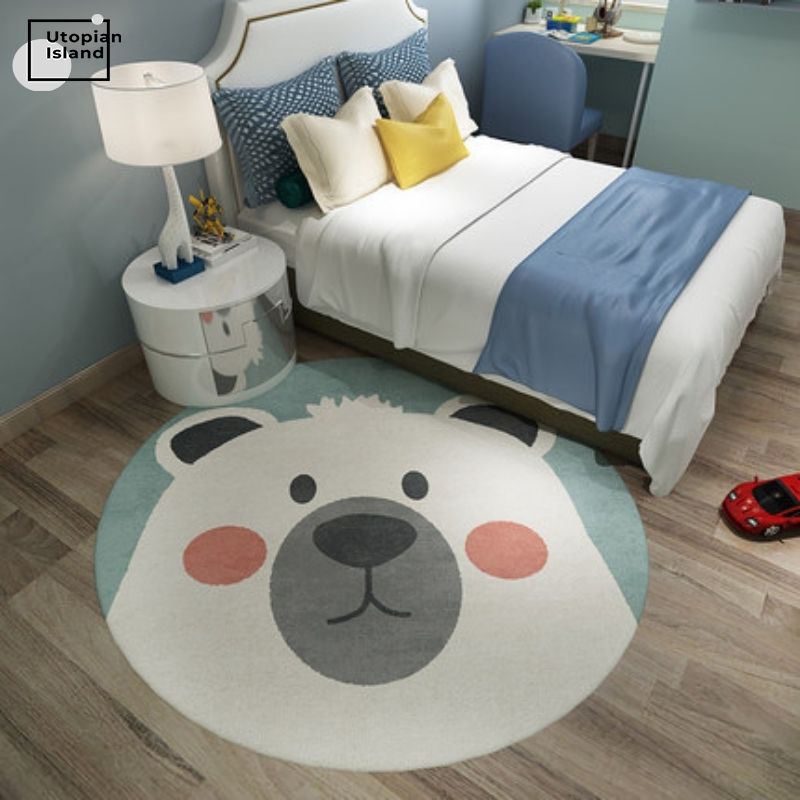 Round Rug Cute Animal Portraits