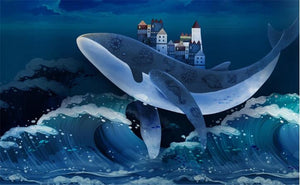 Fantasy Whale On Sea Wallpaper Mural