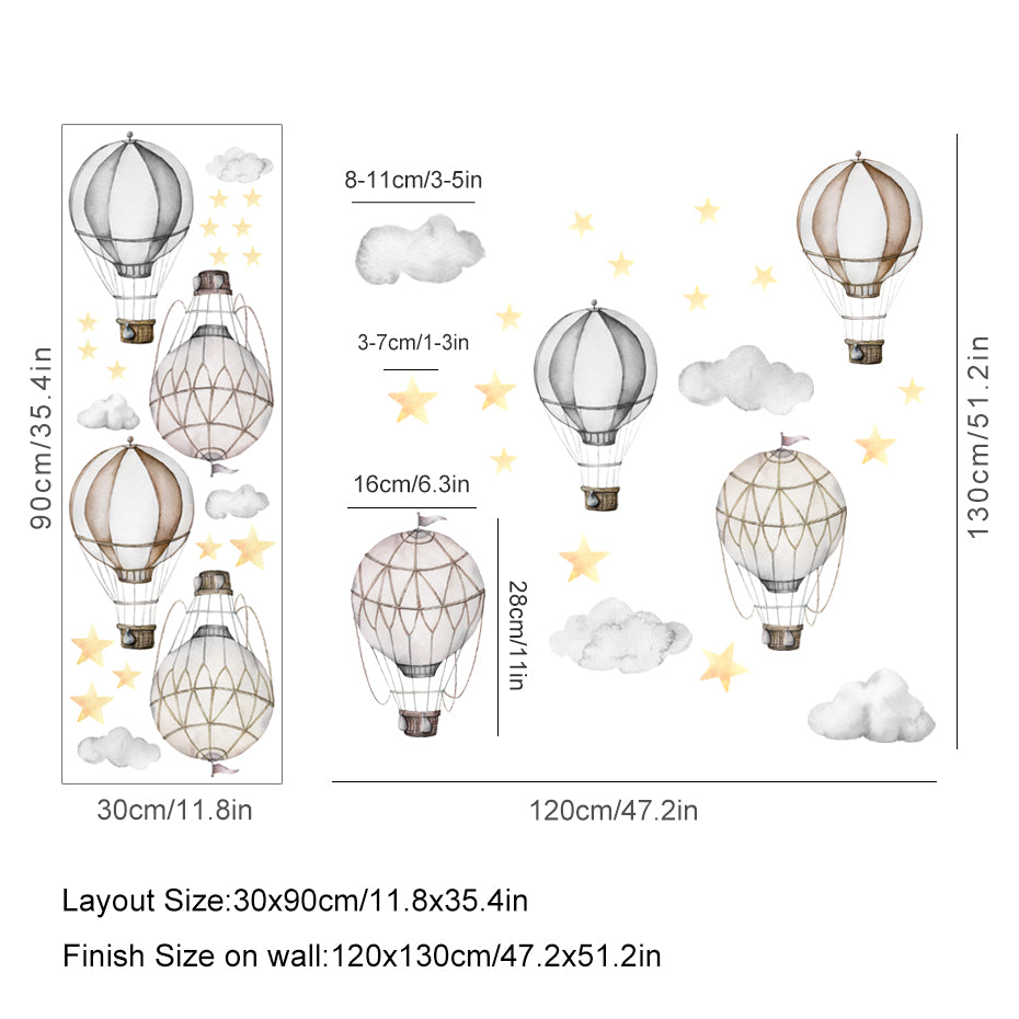 Cartoon Hot Air Balloon Wall Decals