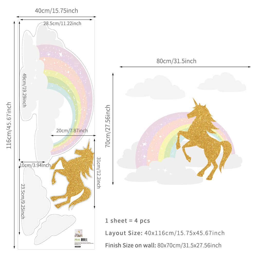 Unicorns And Rainbows Wall Decals
