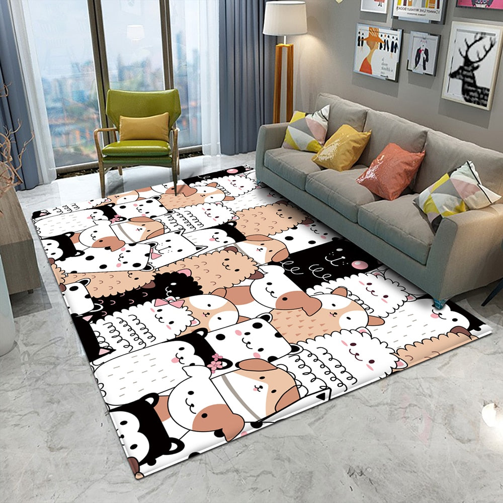 Nursery Cartoon Style Rectangle Area Rug