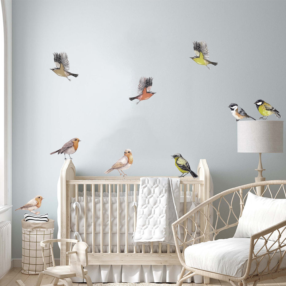 Nursery Wall Decals Birds Tit Finch Sparrow