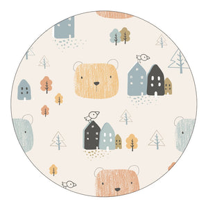 Nursery Cartoon Style Area Round Rug