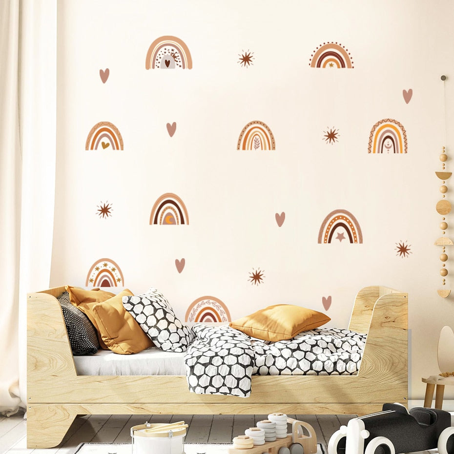 Boho Rainbows Hearts Wall Decals