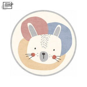 Area Round Rug Cute Animal Portraits
