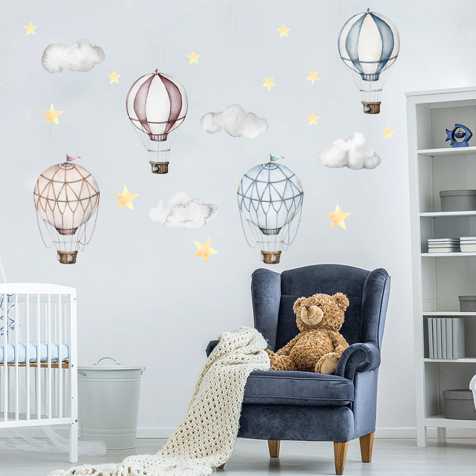 Cartoon Hot Air Balloon Wall Decals