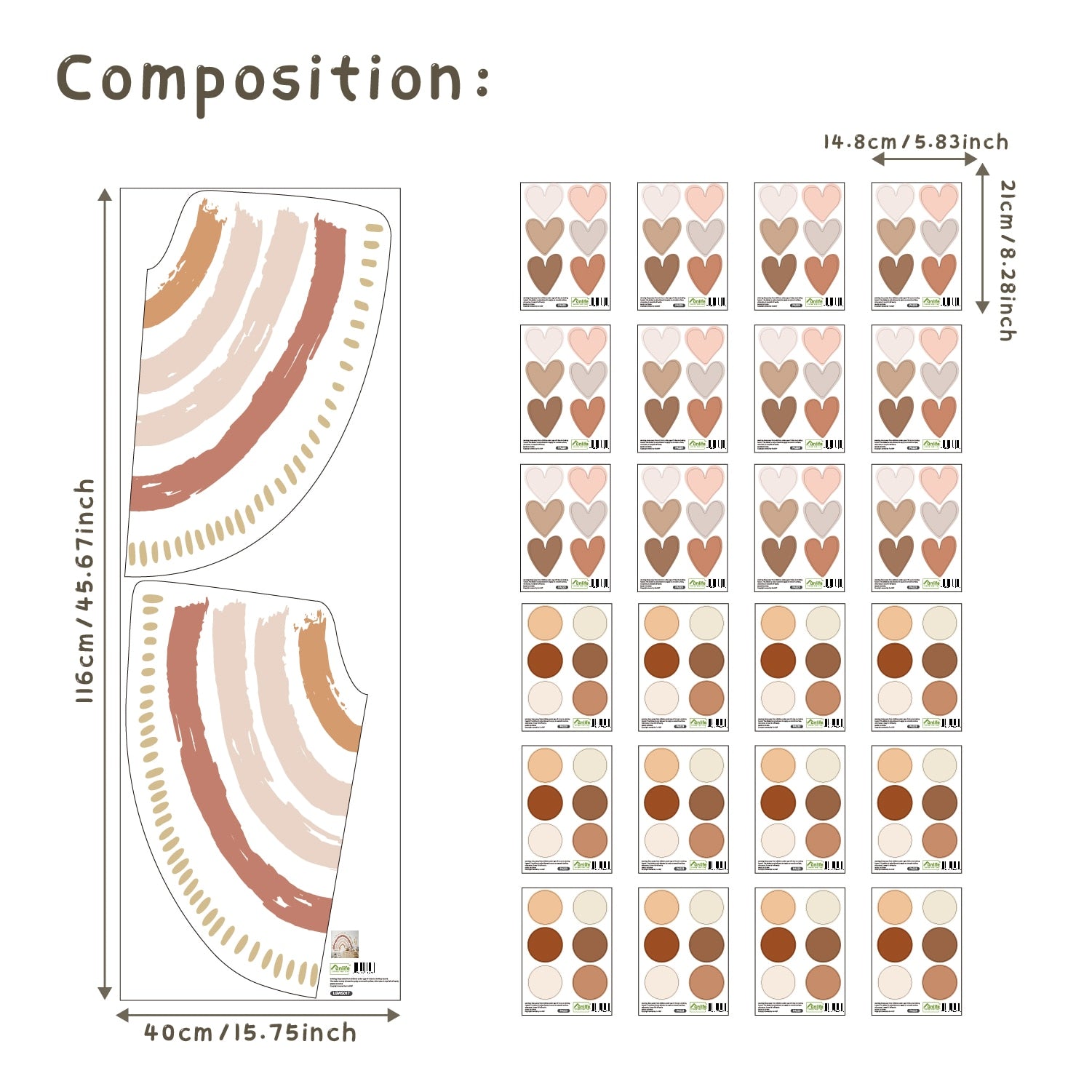 Boho Pattern Rainbows Wall Decals