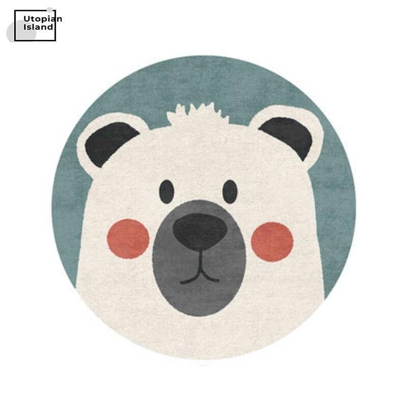 Round Rug Cute Animal Portraits