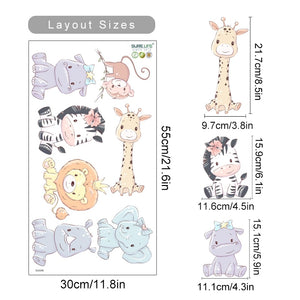 Cartoon Leaves Animal Nursery Wall Decals