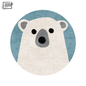 Area Round Rug Cute Animal Portraits