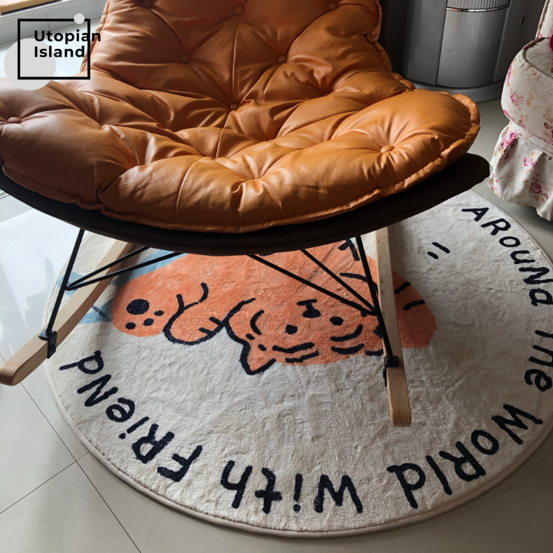 Area Round Rug Animal Friends