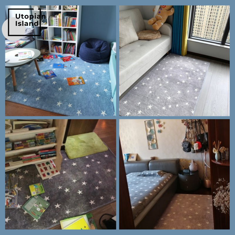 Area Rectangular Rug Stars Pattern