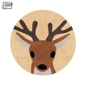 Area Round Rug Cute Animal Portraits
