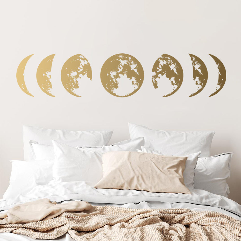 Nursery Wall Decals Gold Silver Moon Phase