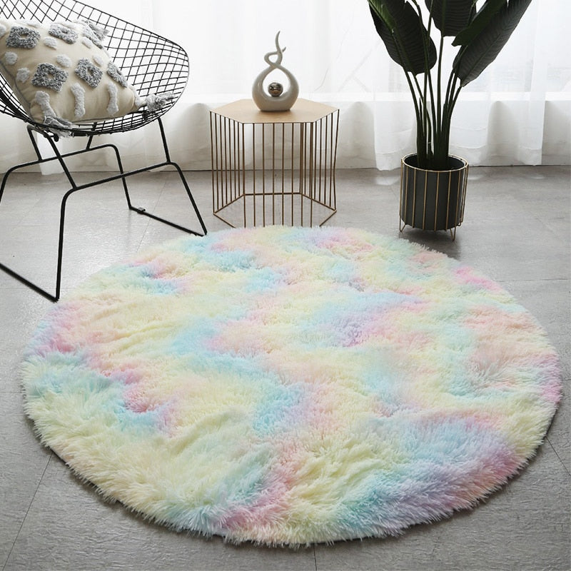 Fluffy Thick Area Round Rug