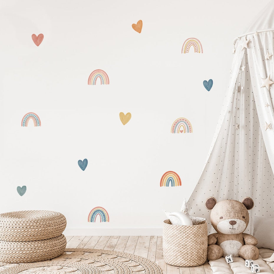Colorful Rainbow Heart Wall Decals
