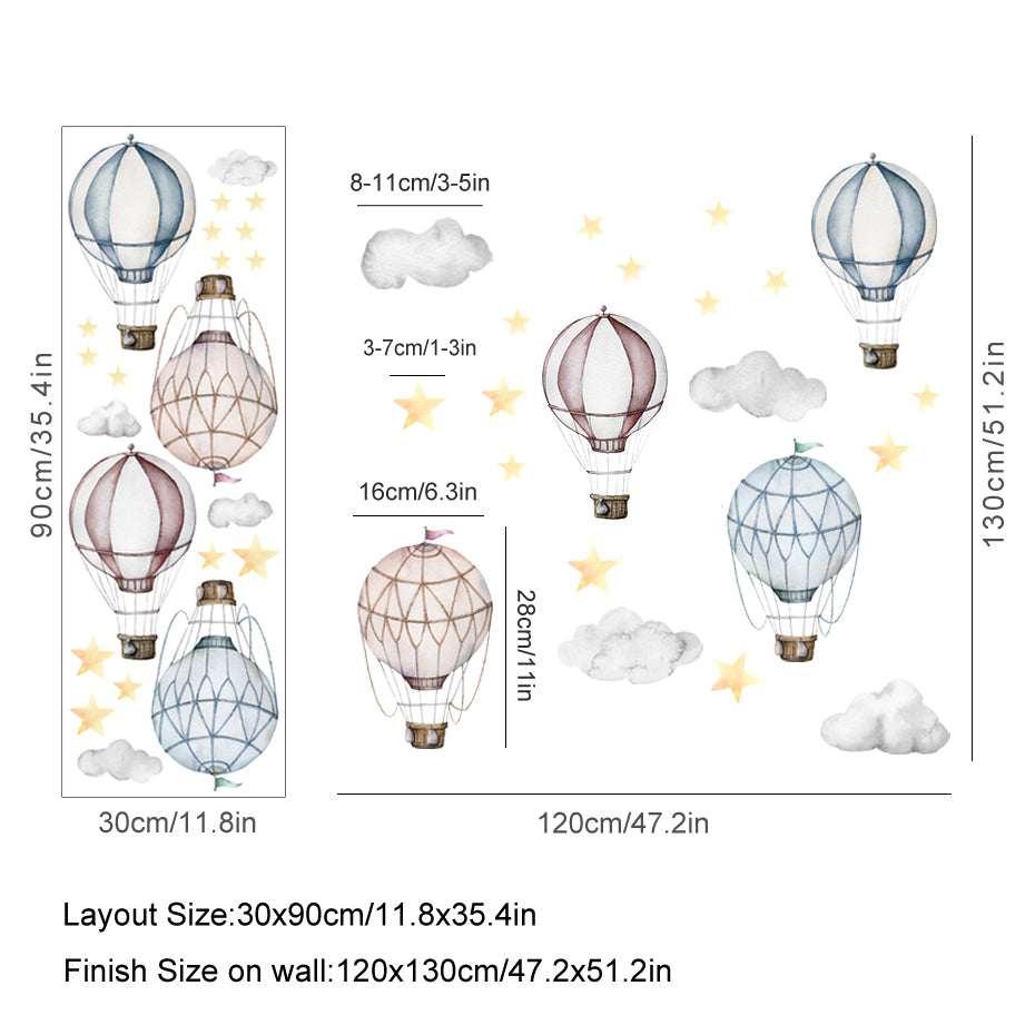 Cartoon Hot Air Balloon Wall Decals