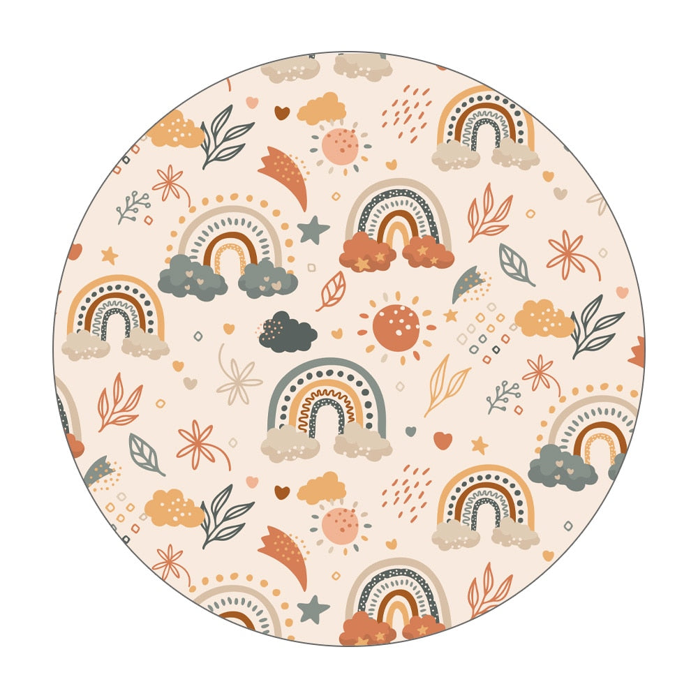 Nursery Cartoon Style Area Round Rug