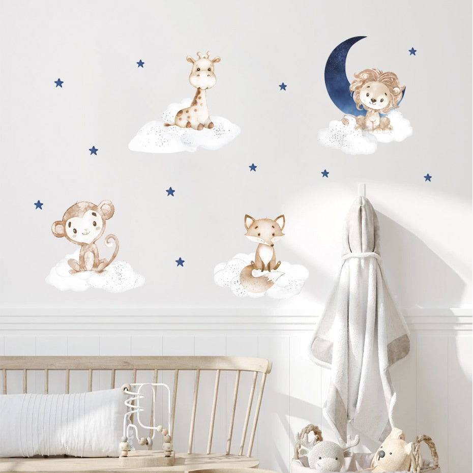 Moon Star Animals Wall Decals