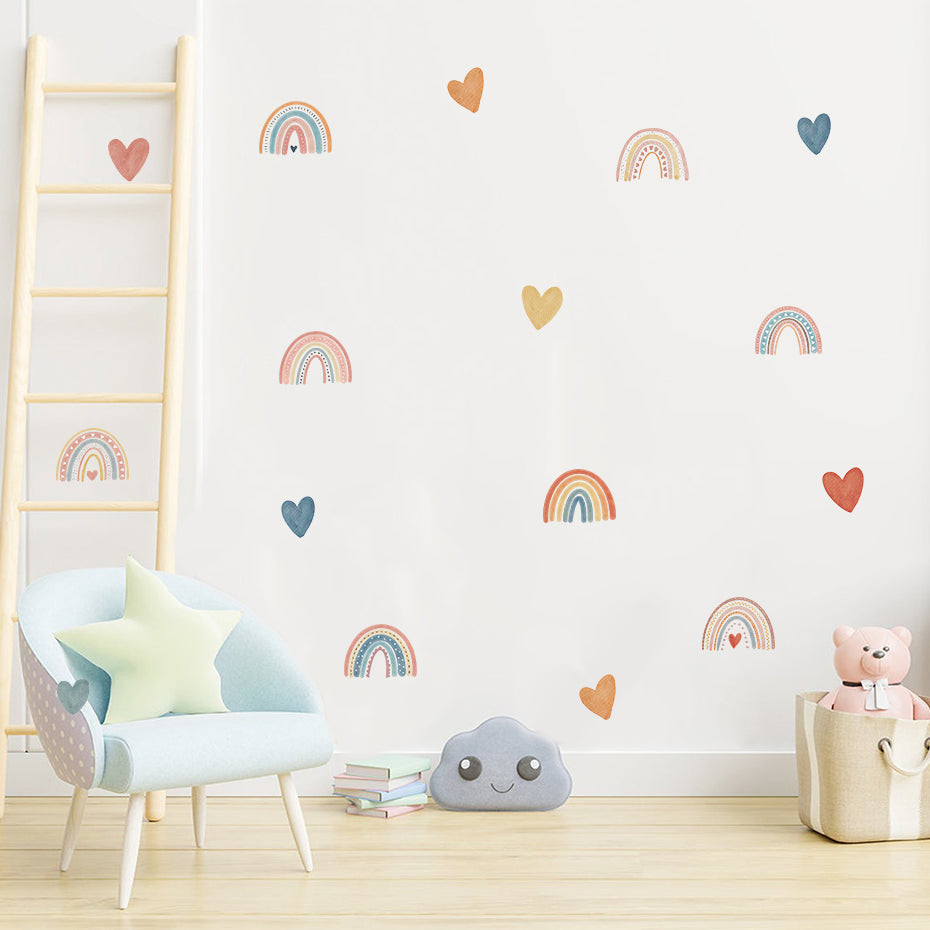 Colorful Rainbow Heart Wall Decals