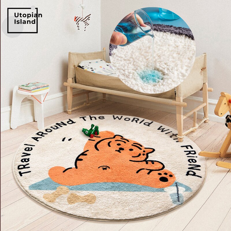 Area Round Rug Animal Friends