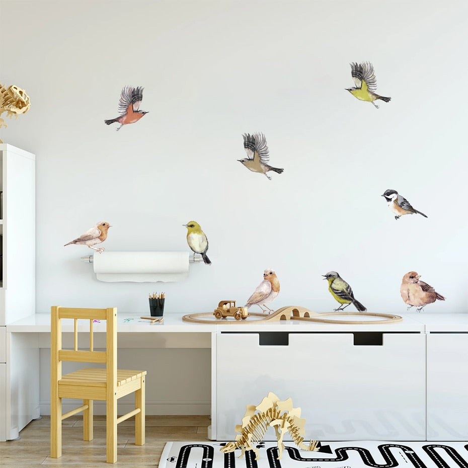Nursery Wall Decals Birds Tit Finch Sparrow