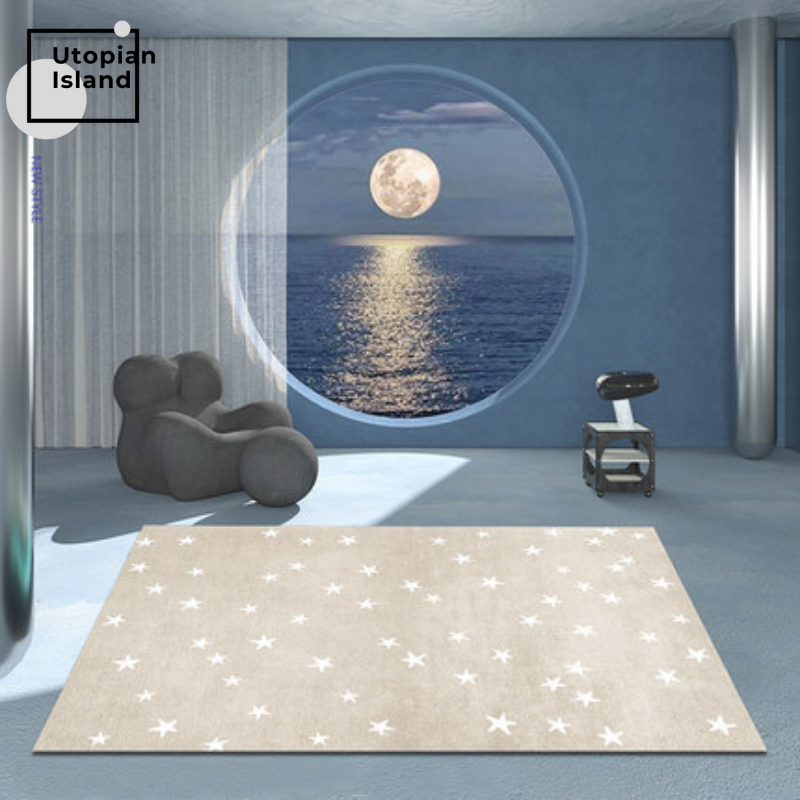 Area Rectangular Rug Stars Pattern