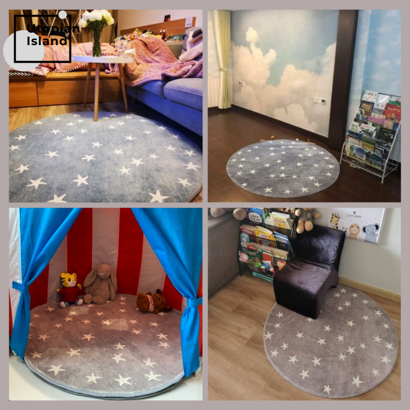 Area Round Rug Stars Pattern