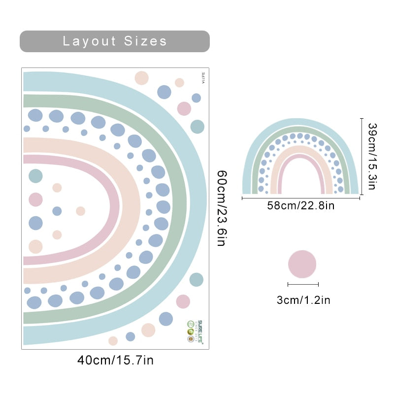 Rainbow Polka Dot Wall Decals