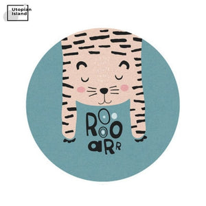 Round Rug Cute Animal Portraits