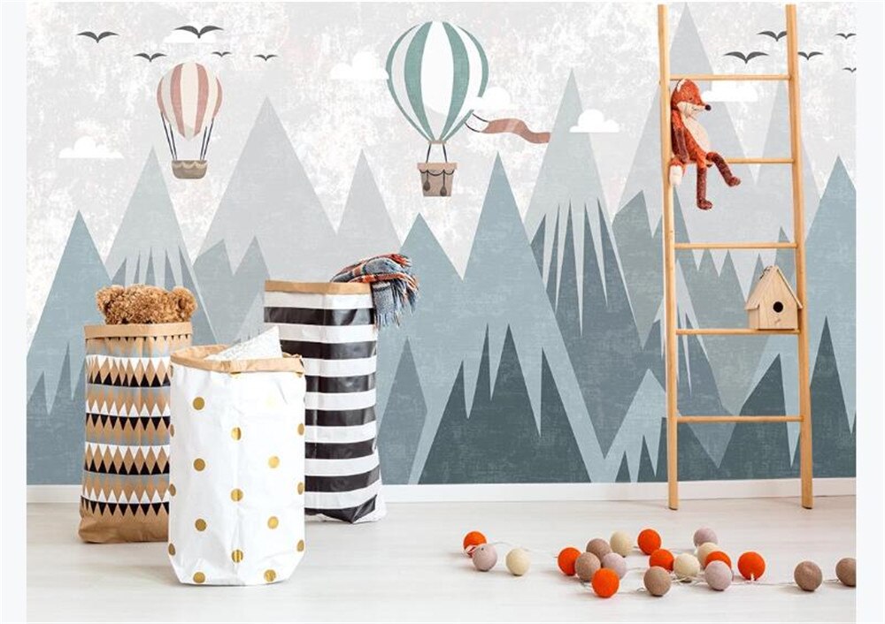 Balloon Above High Mountains Nursery Wallpaper Mural