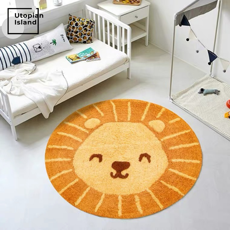 Area Round Rug Tiger Portraits