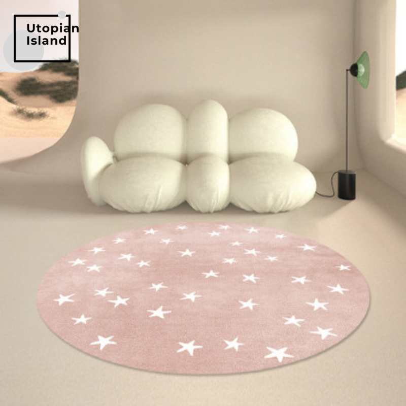 Area Round Rug Stars Pattern