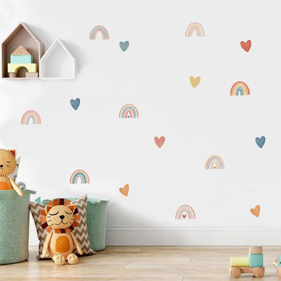 Colorful Rainbow Heart Wall Decals