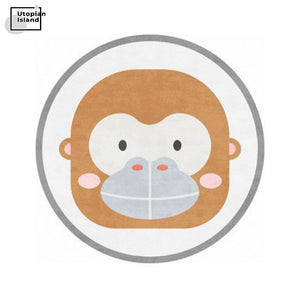 Area Round Rug Cute Animal Portraits