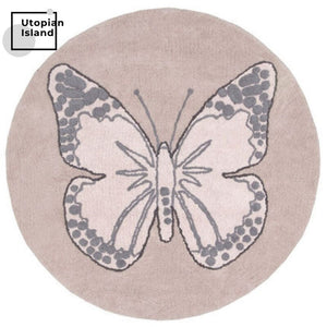 Area Round Rug Pink Butterfly
