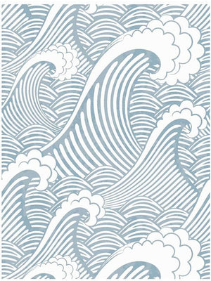Painted Blue/White Waves Peel And Stick Wallpaper