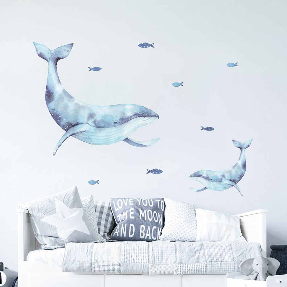 Nursery Wall Decal Underwater Blue Whale