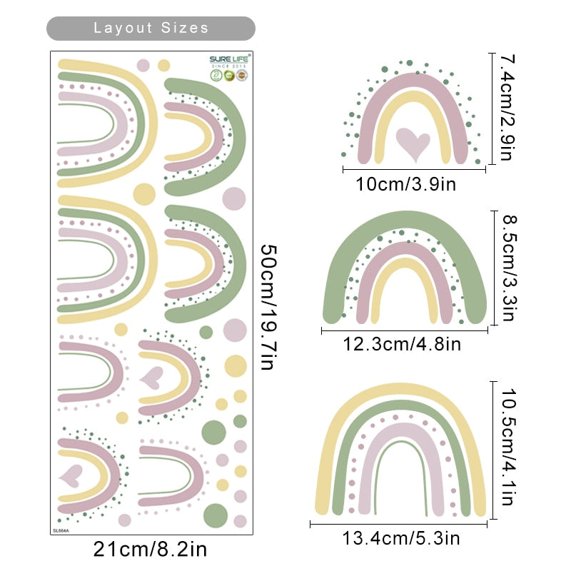 Nursery Wall Decals Modern Colorful Dots Rainbows