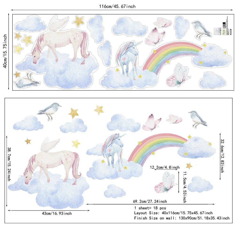 Unicorns And Rainbows Wall Decals