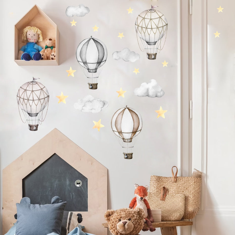 Cartoon Hot Air Balloon Wall Decals