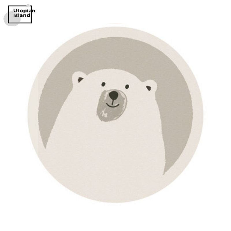 Area Round Rug Cute Animal Portraits