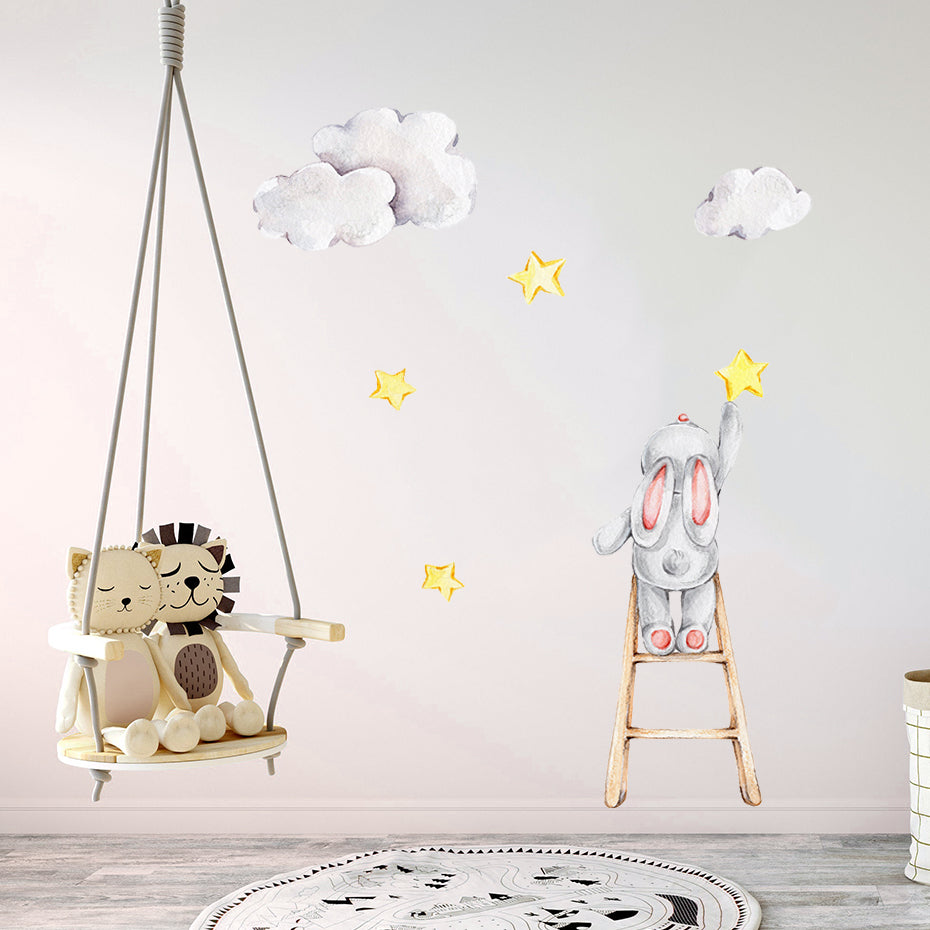 Nursery Wall Decals Bunny on the Stairs