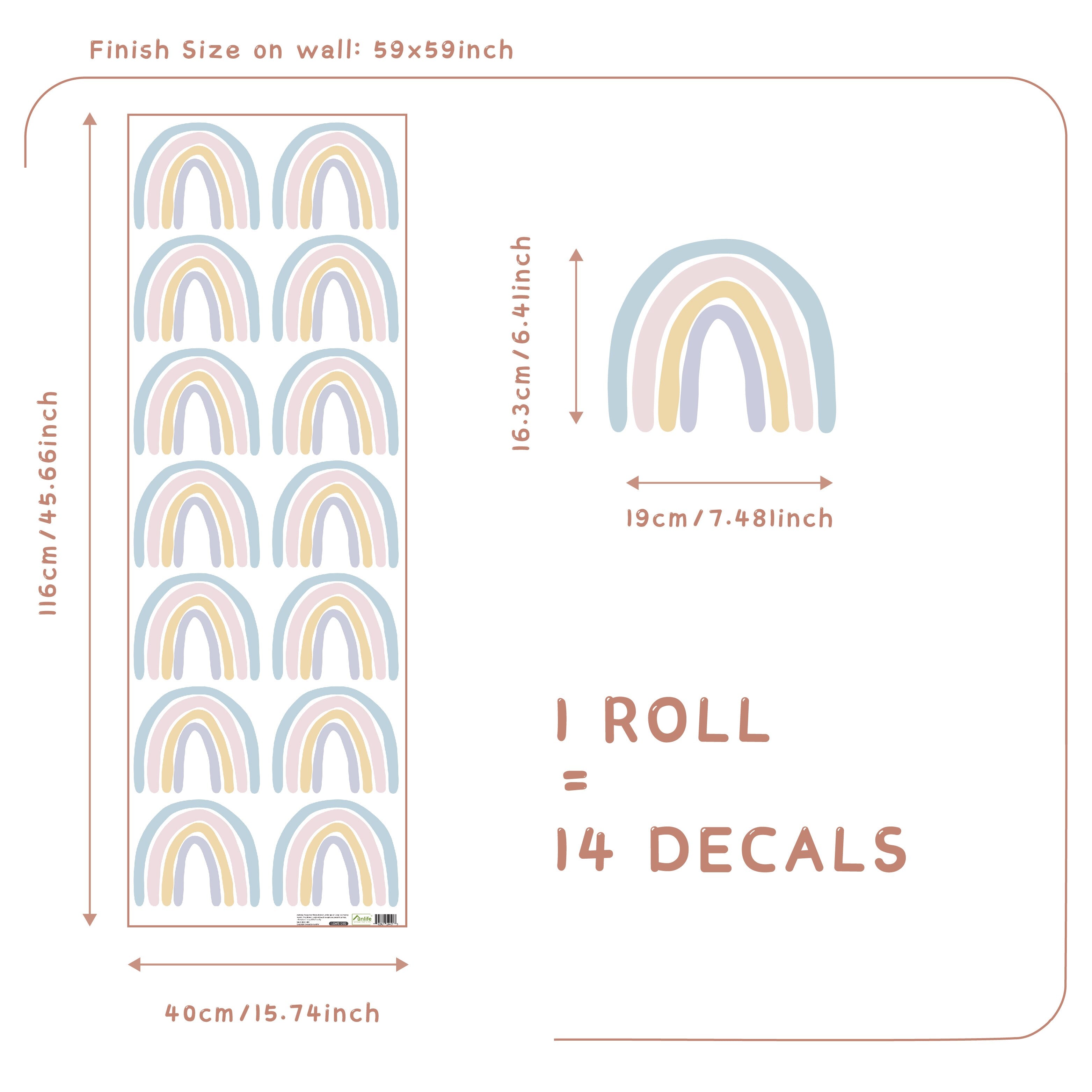 Small Colorful Rainbows Wall Decals