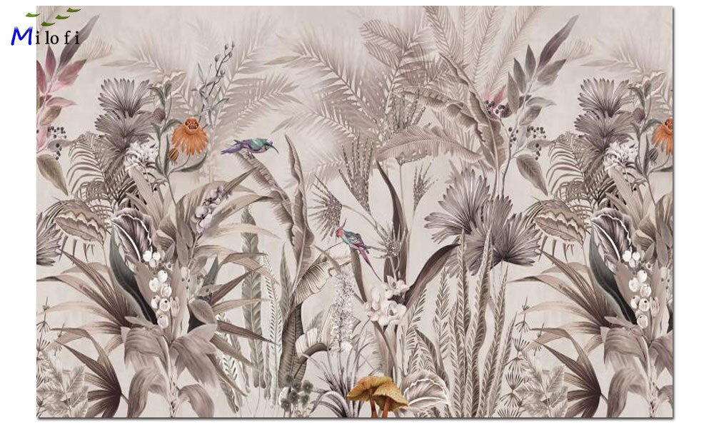 Colorful Tropical Plants Wallpaper Mural