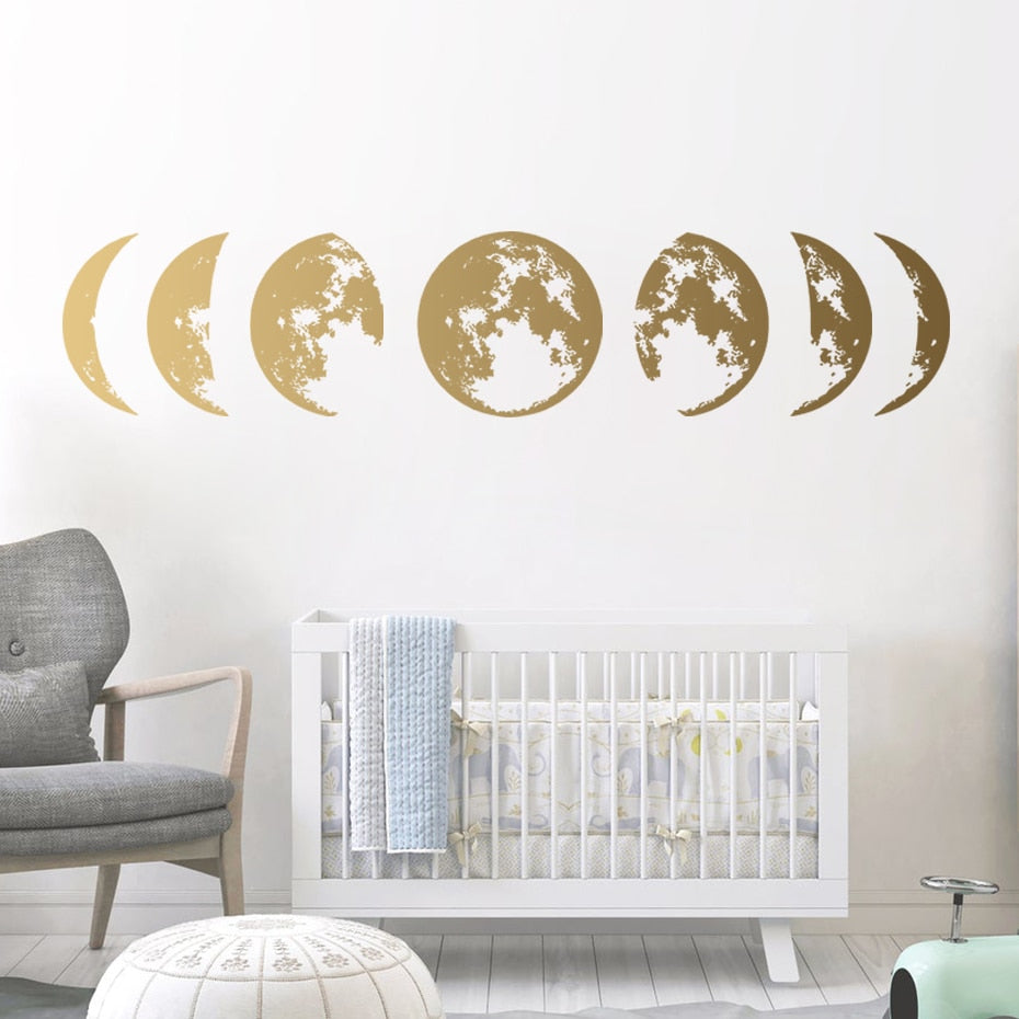 Nursery Wall Decals Gold Silver Moon Phase